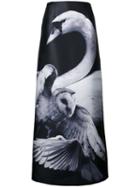Romance Was Born A-line Bird Print Skirt, Women's, Size: 10, Black, Polyester