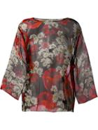 Dolce & Gabbana Daisy And Poppy Print Blouse, Women's, Size: 50, Black, Silk