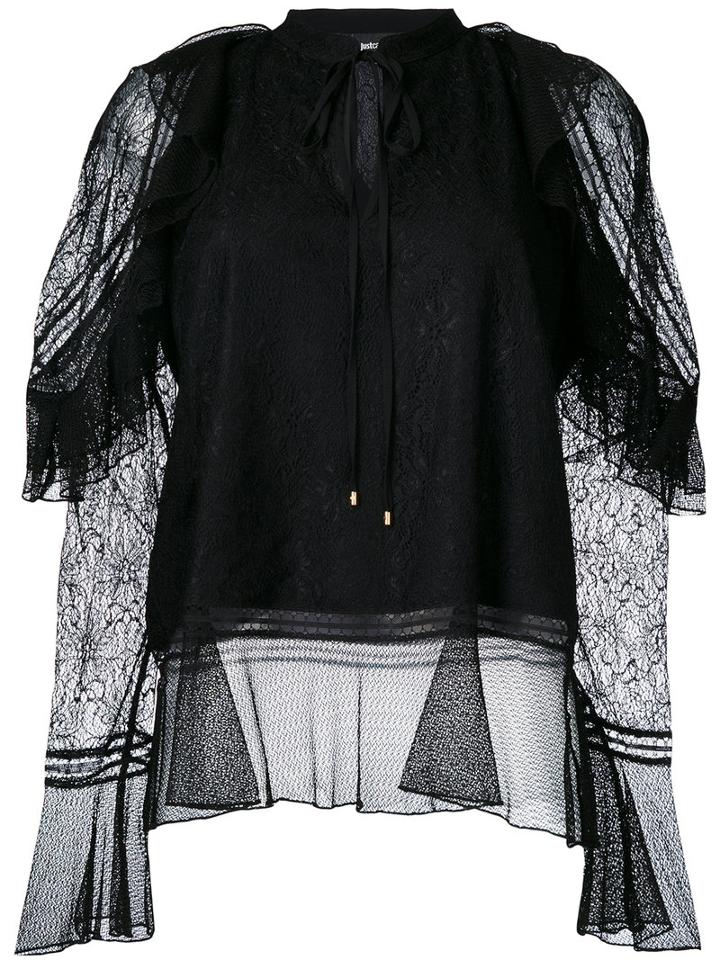 Just Cavalli - Lace Overlay Blouse - Women - Polyamide/polyester - 40, Black, Polyamide/polyester