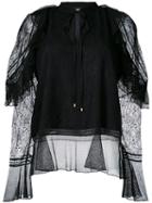 Just Cavalli - Lace Overlay Blouse - Women - Polyamide/polyester - 40, Black, Polyamide/polyester