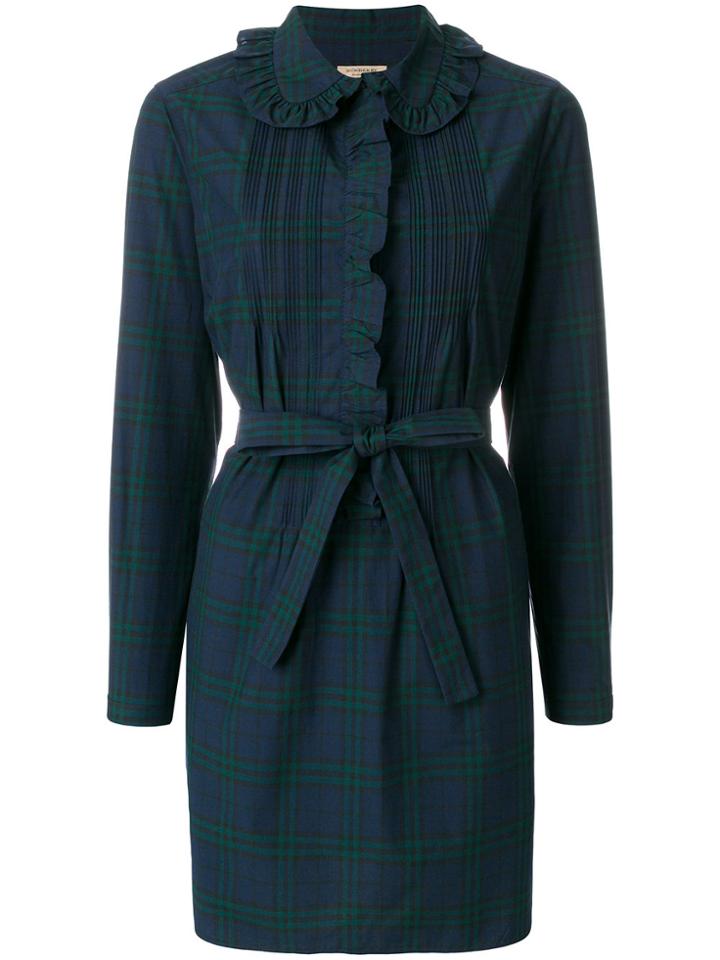 Burberry Ruffle Trim Shirt Dress - Blue