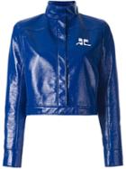 Courrèges Vinyl Cropped Jacket, Women's, Size: 38, Blue, Cupro/cotton/polyurethane