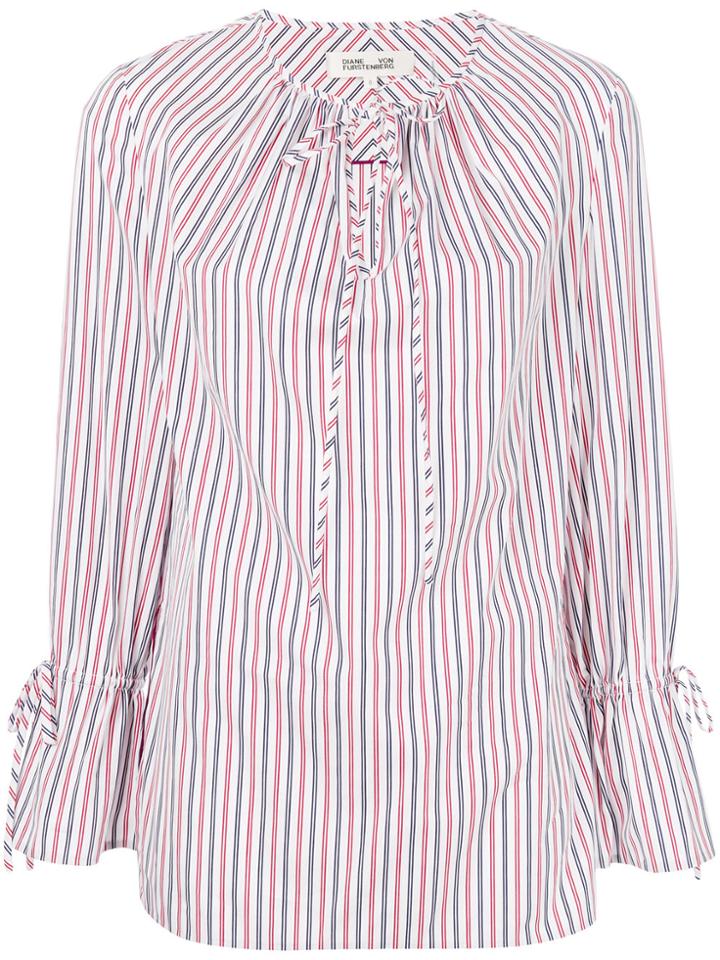 Diane Von Furstenberg Tie Neck Striped Blouse - Blue