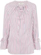 Diane Von Furstenberg Tie Neck Striped Blouse - Blue
