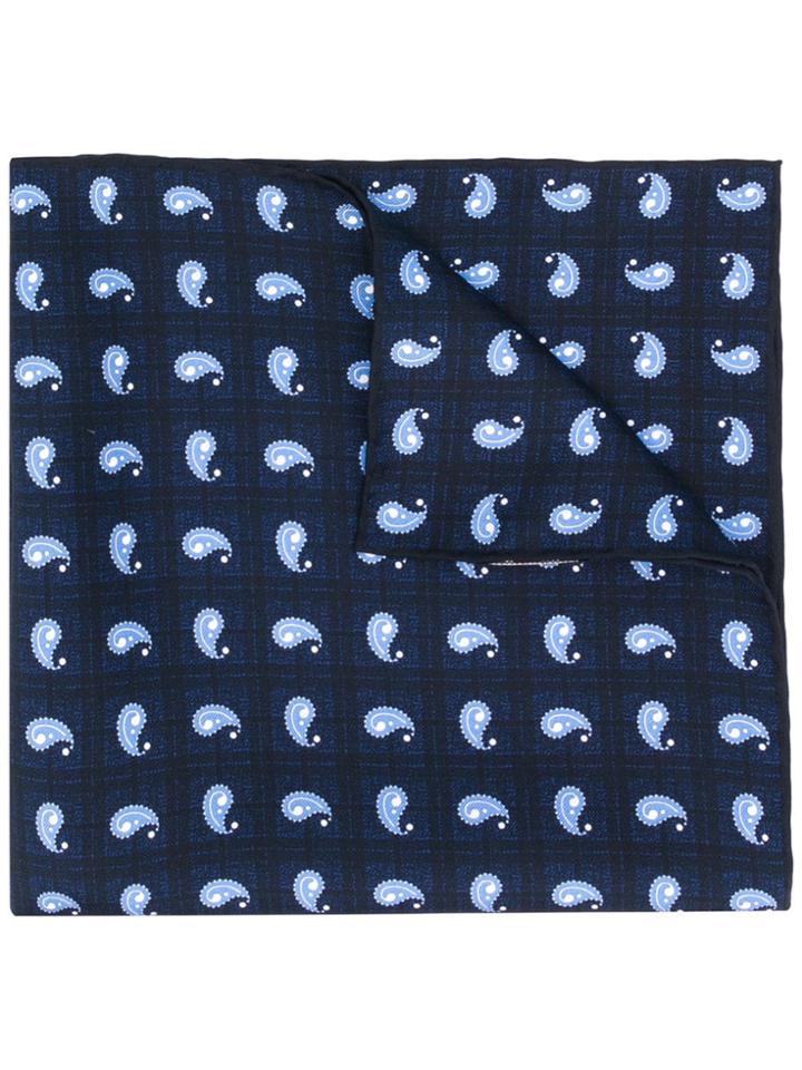 Kiton Paisley Pattern Scard - Blue