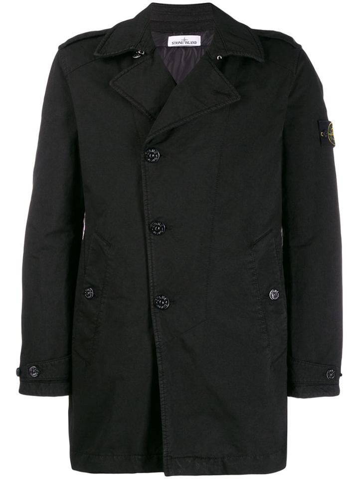 Stone Island Button Up Coat - Black