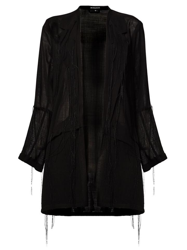 Ann Demeulemeester Frayed Lightweight Coat, Women's, Size: 38, Black, Cotton/polyamide/viscose/virgin Wool