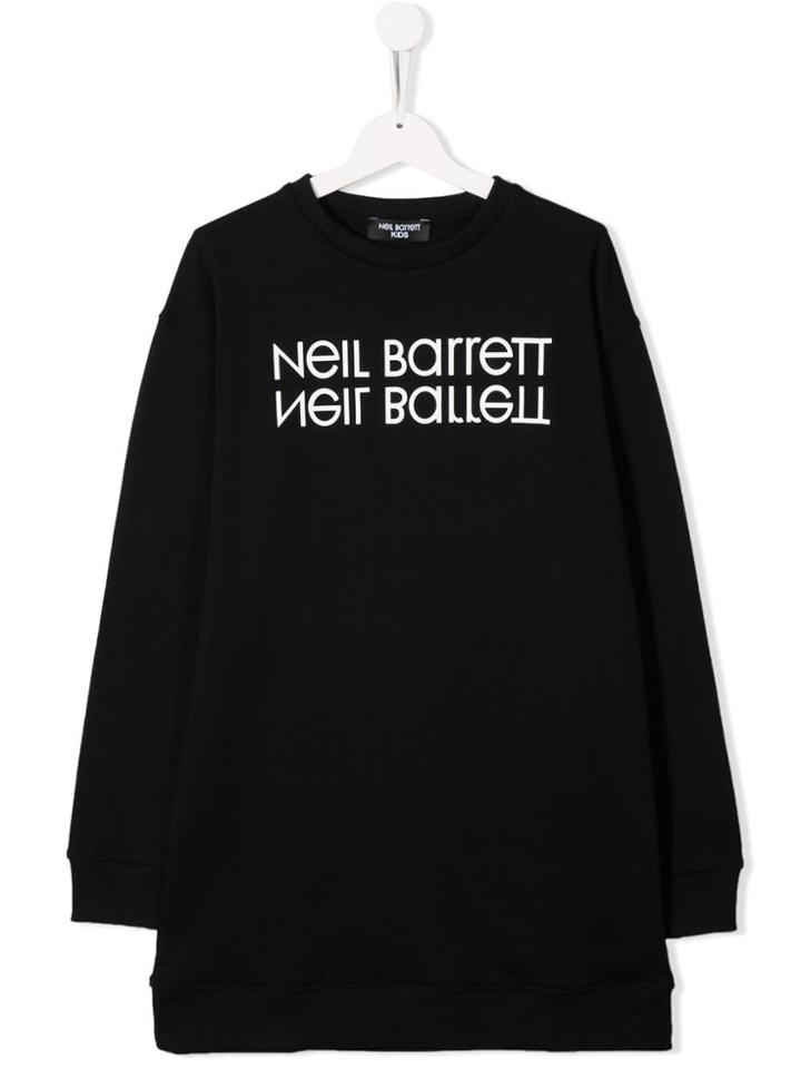 Neil Barrett Kids Teen Mirrored Logo Print Sweatshirt - Black