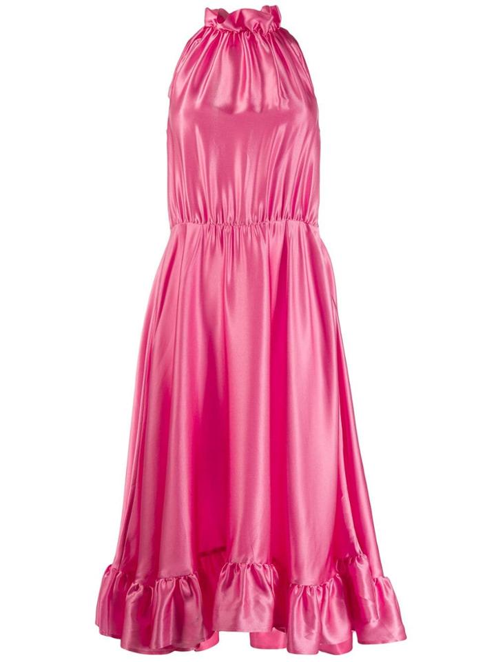 Msgm Bow And Ruffles Dress - Pink
