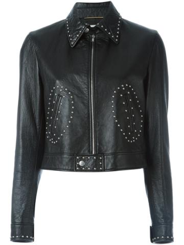 Saint Laurent 'angie' Leather Jacket, Women's, Size: 42, Black, Cotton/cupro/metal/lamb Skin