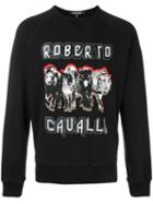 Roberto Cavalli Logo Print Sweatshirt, Men's, Size: Xl, Black, Cotton