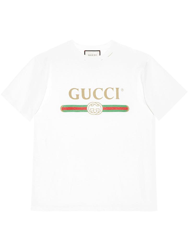 Gucci Gucci Logo Cotton T-shirt - White