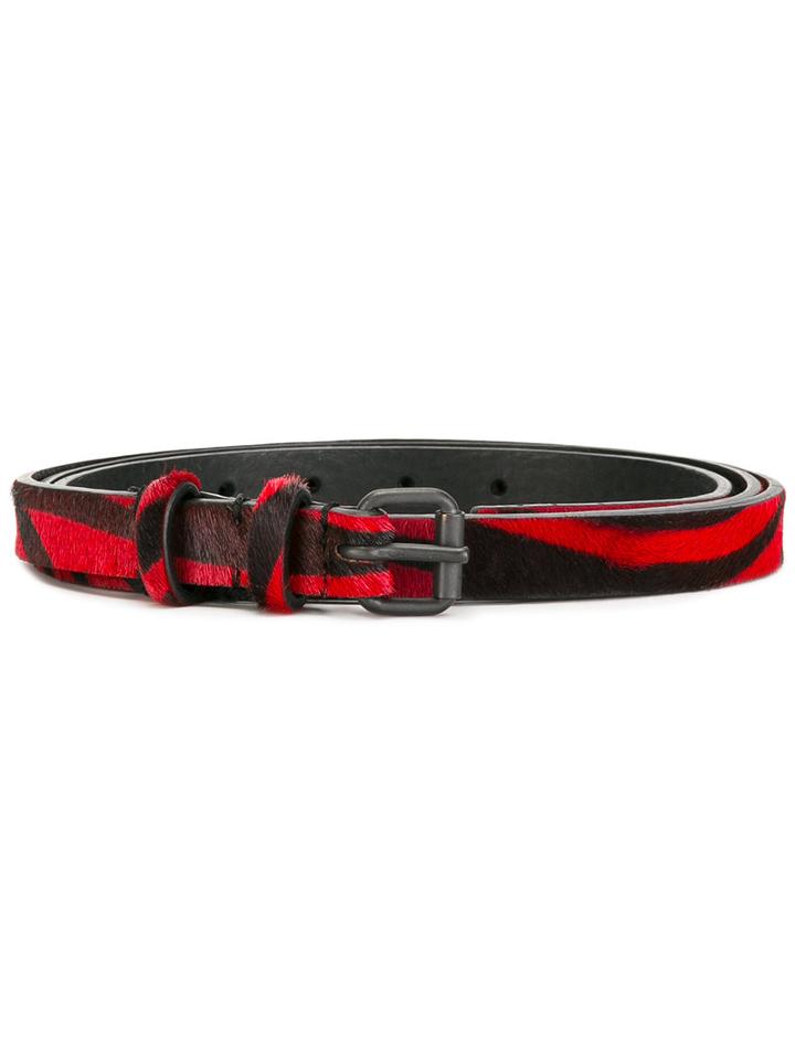 Haider Ackermann Zebra Belt, Men's, Size: Medium, Red, Leather/calf Hair