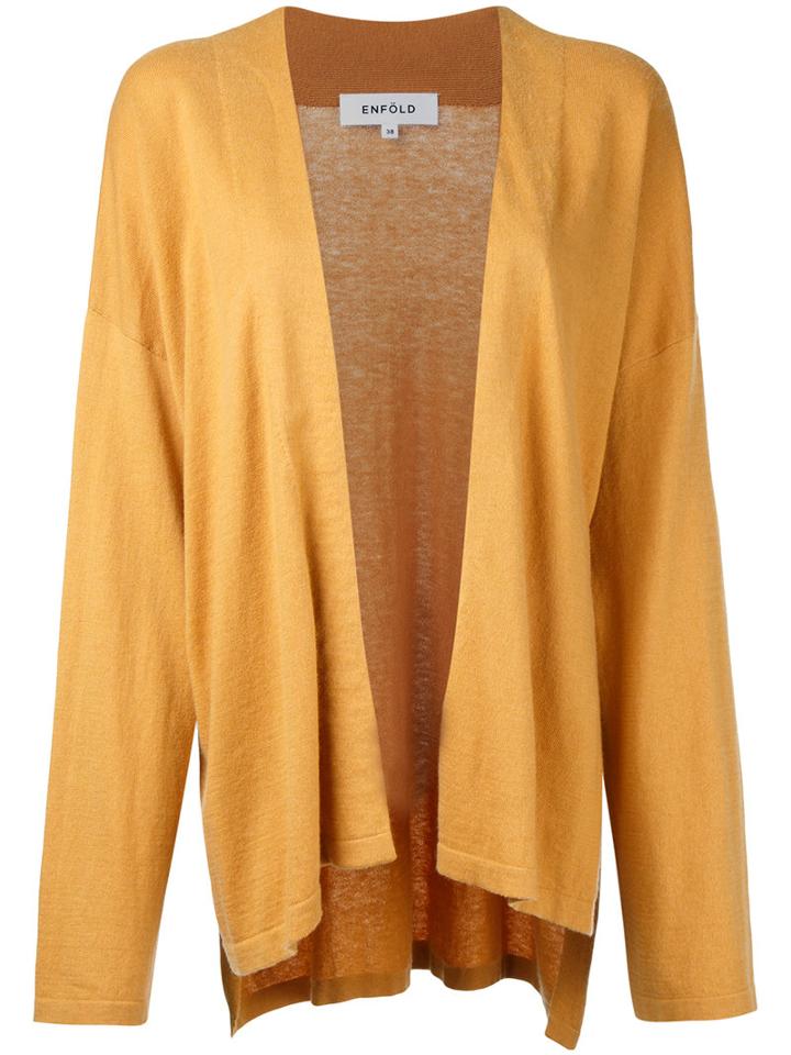 Enföld - Shawl Cardigan - Women - Cotton - 38, Yellow/orange, Cotton