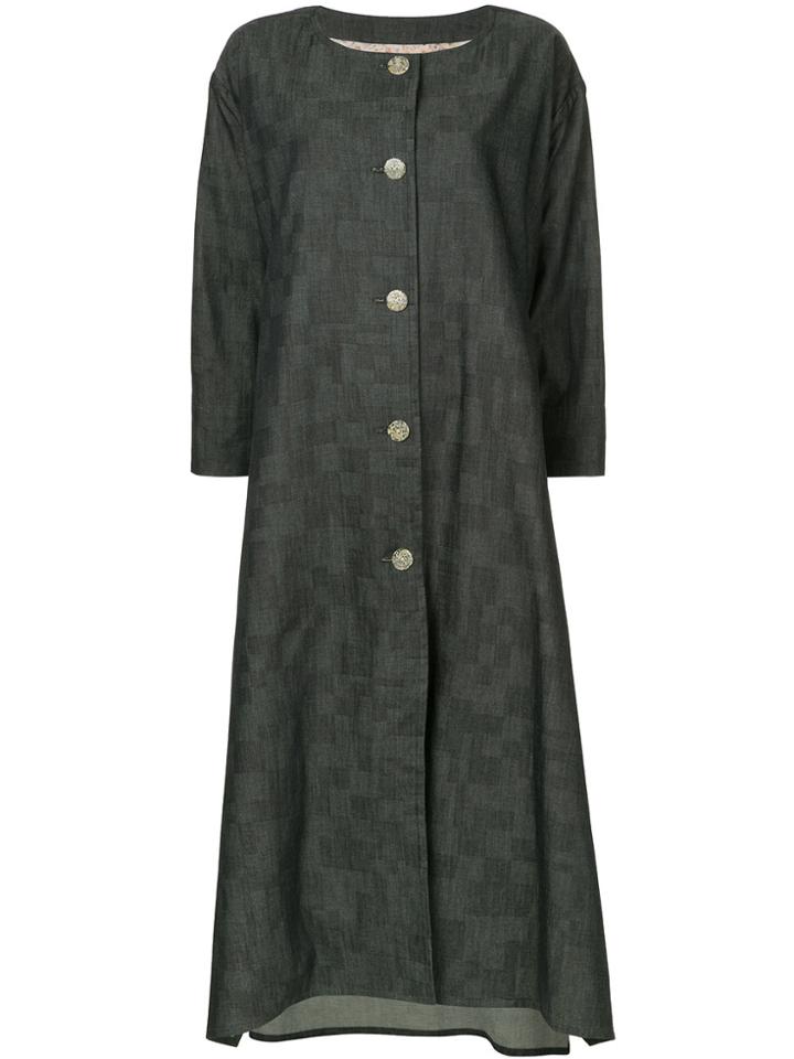 Anrealage Flared Embroidered Coat - Blue