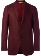 Canali Elbow Patch Blazer, Men's, Size: 56, Red, Polyamide/cupro/wool