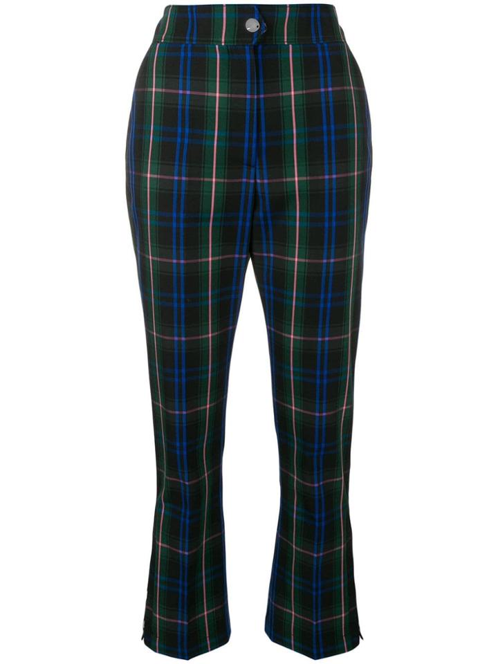 Msgm Cropped Tartan Trousers - Black
