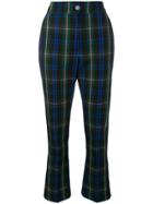 Msgm Cropped Tartan Trousers - Black