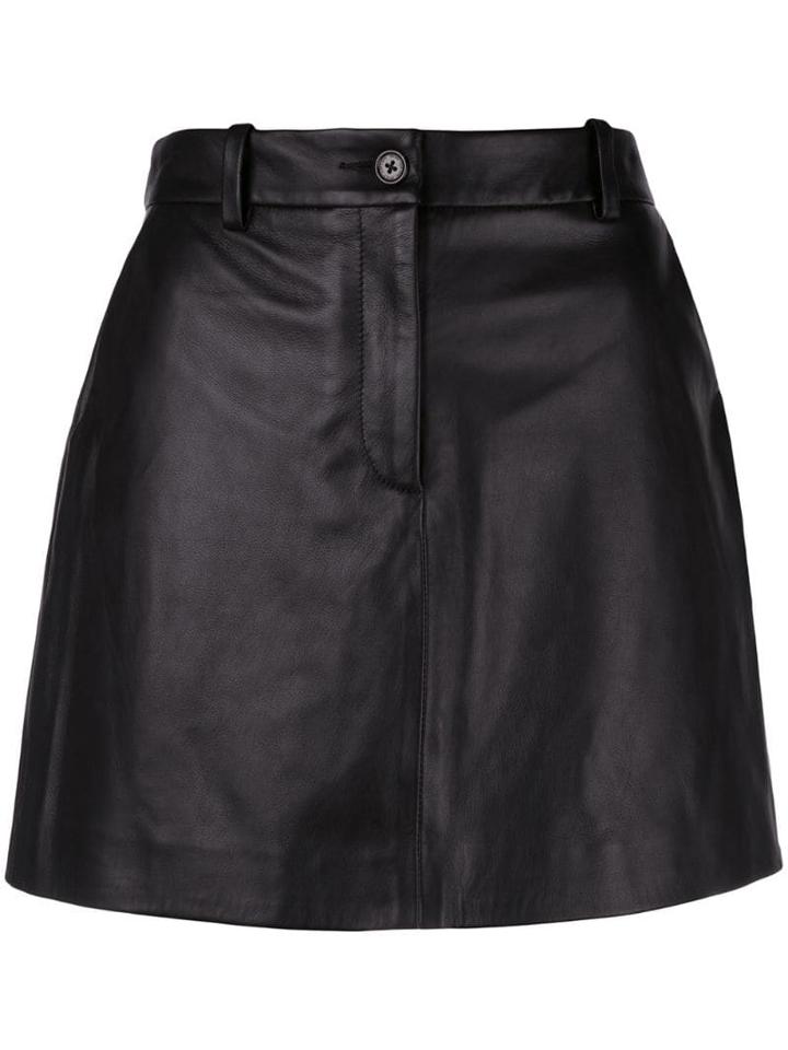 Nili Lotan Leather Mini Skirt - Black