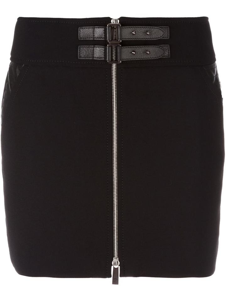 Barbara Bui Buckled Zip Mini Skirt, Women's, Size: 38, Black, Polyester/spandex/elastane/viscose