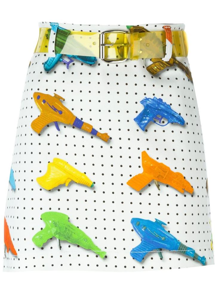 Jeremy Scott Printed Mini A-line Skirt, Women's, Size: 42, White, Cotton/other Fibres