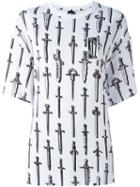 Ktz Sword Print T-shirt, Women's, Size: Xs, White, Rayon