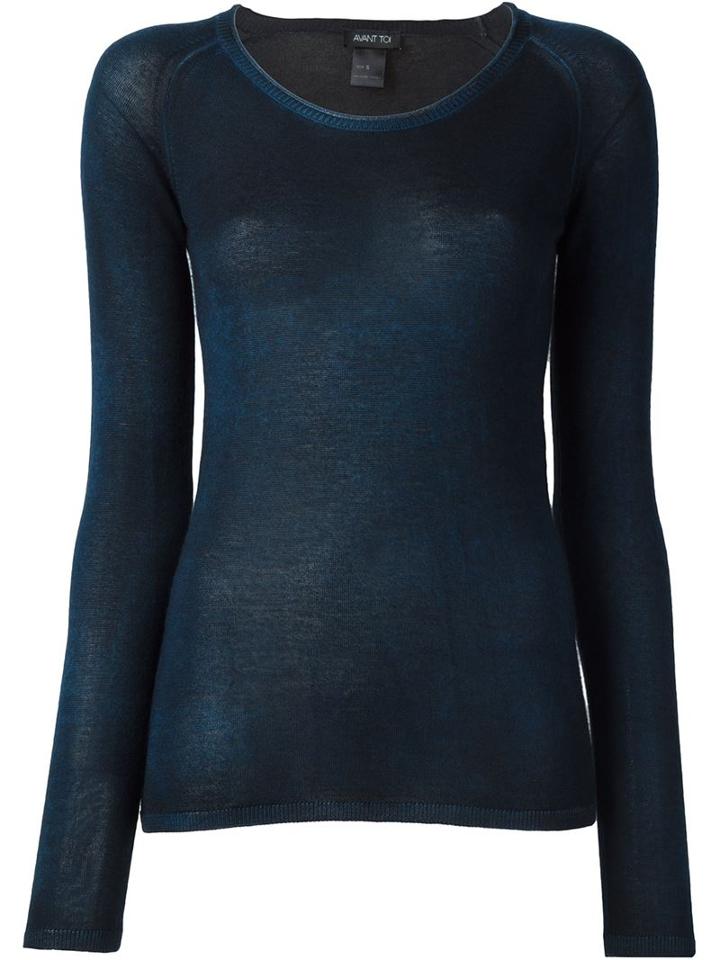 Avant Toi Fine Knit Sweater, Women's, Size: Medium, Blue, Silk/cashmere