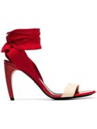 Proenza Schouler Red 90 Ankle Tie Leather Sandals