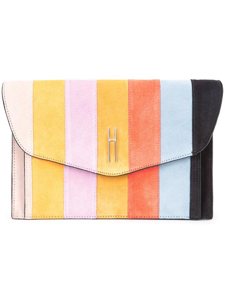 Hayward Striped Clutch, Women's, Calf Suede