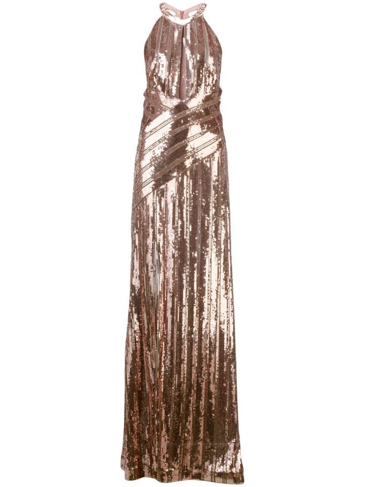 Galvan Flared Sequin Gown - Gold