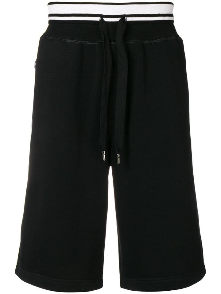 Dolce & Gabbana Contrast Striped Waistband Track Shorts - Black