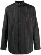 Supreme Cdg Pinstripe Button Up Shirt - Black