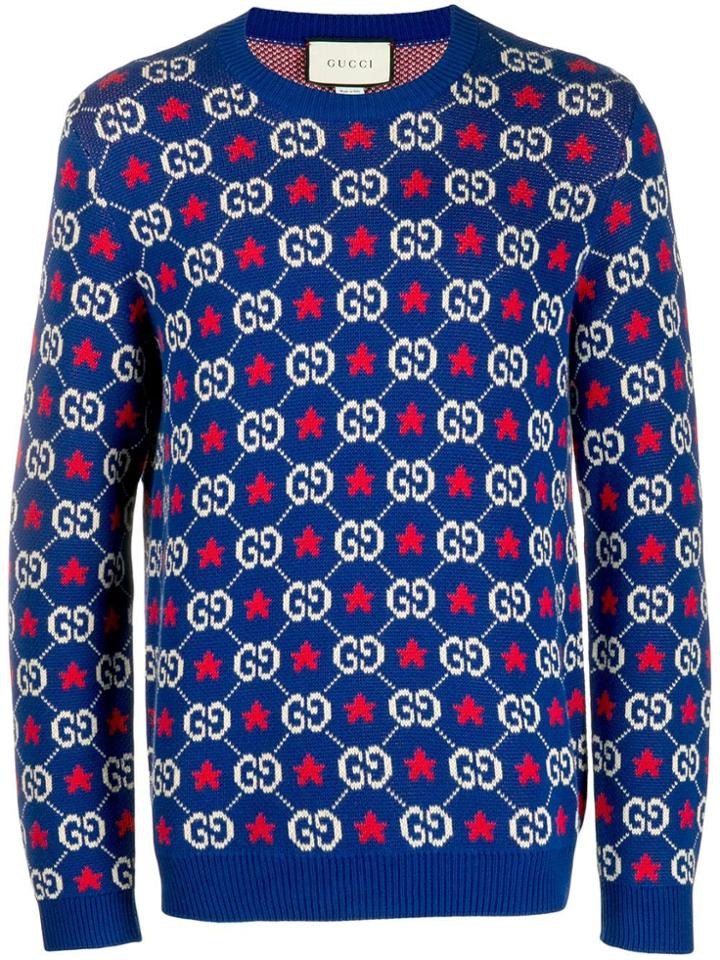 Gucci Gg Logo Jumper - Blue
