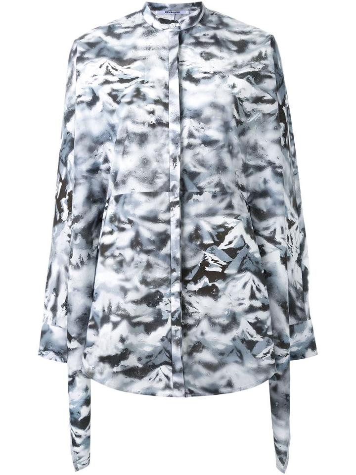 Chalayan Snowy Mountain Print Shirt, Women's, Size: 40, White, Cotton