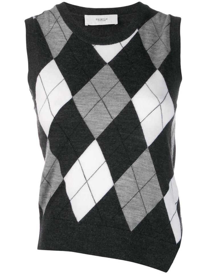 Pringle Of Scotland Argyle Knit Tank Top - Grey