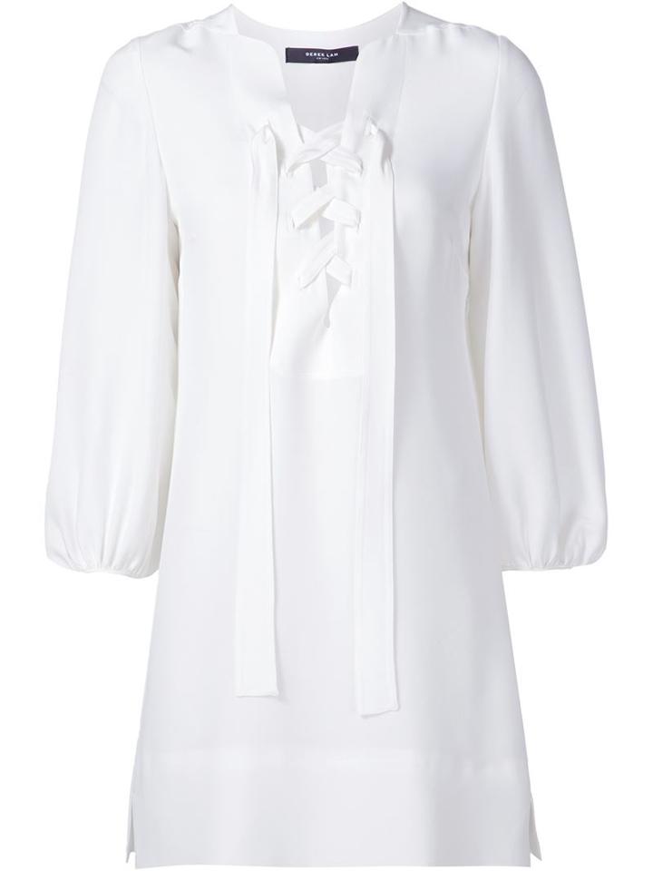 Derek Lam Laced Up Neck Dress, Women's, Size: 42, White, Silk