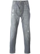 Brunello Cucinelli Distressed Jeans, Men's, Size: 50, Grey, Cotton/polyester