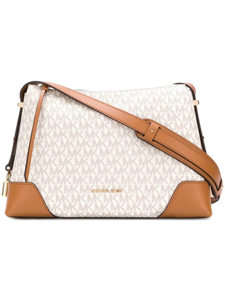 Michael Michael Kors Crosby Monogram Shoulder Bag - Neutrals