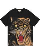 Gucci Oversized T-shirt With Feline Print - Black