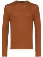 Prada Knitted Slim Fit Cashmere Jumper - Brown