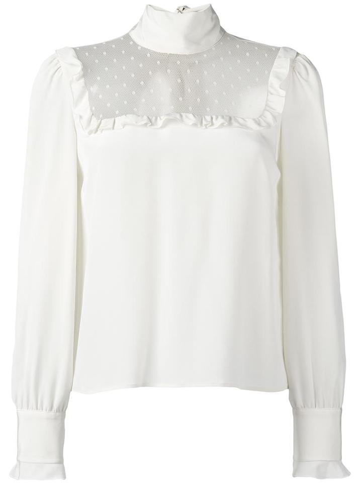 Red Valentino Turtleneck Sheer Panel Blouse, Women's, Size: 40, Nude/neutrals, Silk/polyamide