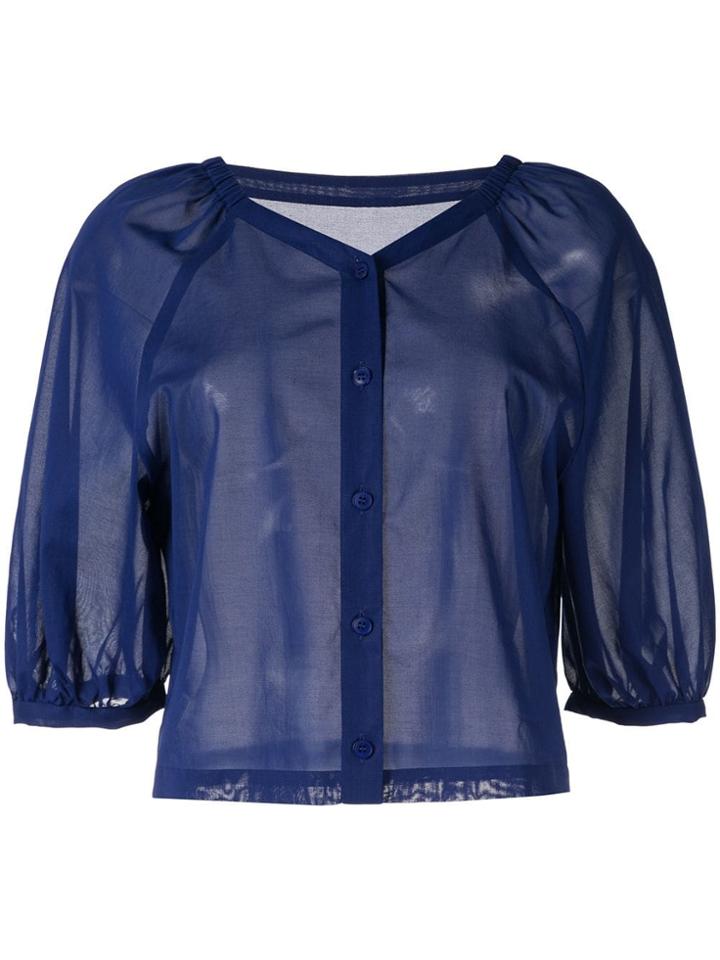 Ballsey Short-sleeve Sheer Blouse - Blue