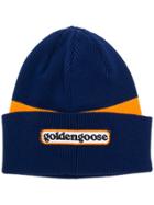 Golden Goose Deluxe Brand Logo Colour-block Beanie Hat - Blue
