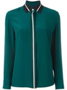 Rag & Bone Contrast Collar Shirt, Women's, Size: L, Green, Silk/rayon/nylon/spandex/elastane