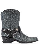 Miu Miu 40 Glitter Cowboy Boots - Metallic