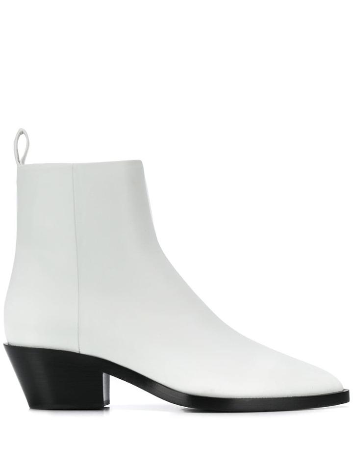 Jil Sander Side Zip Ankle Boots - White