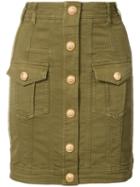 Balmain - Denim Skirt - Women - Cotton/spandex/elastane - 38, Green, Cotton/spandex/elastane