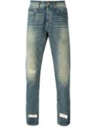 Off-white Striped Detail Slim-fit Jeans, Men's, Size: 30, Blue, Cotton