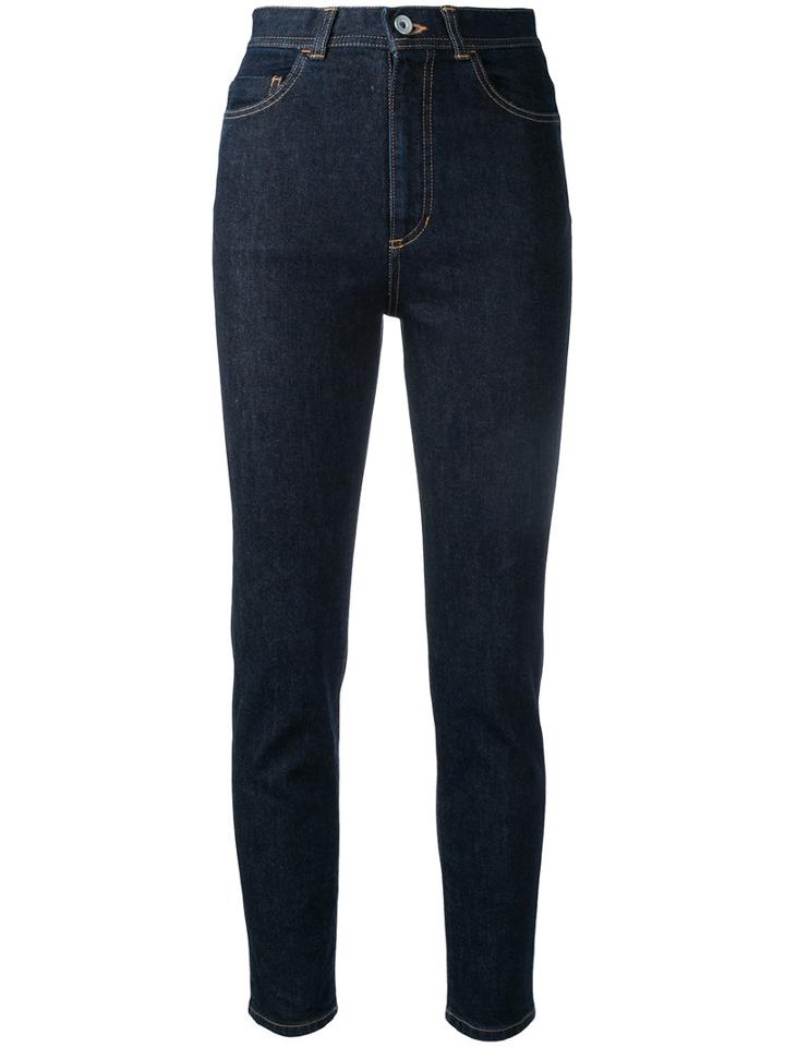 En Route - High Waisted Straight Jeans - Women - Cotton - 2, Blue, Cotton