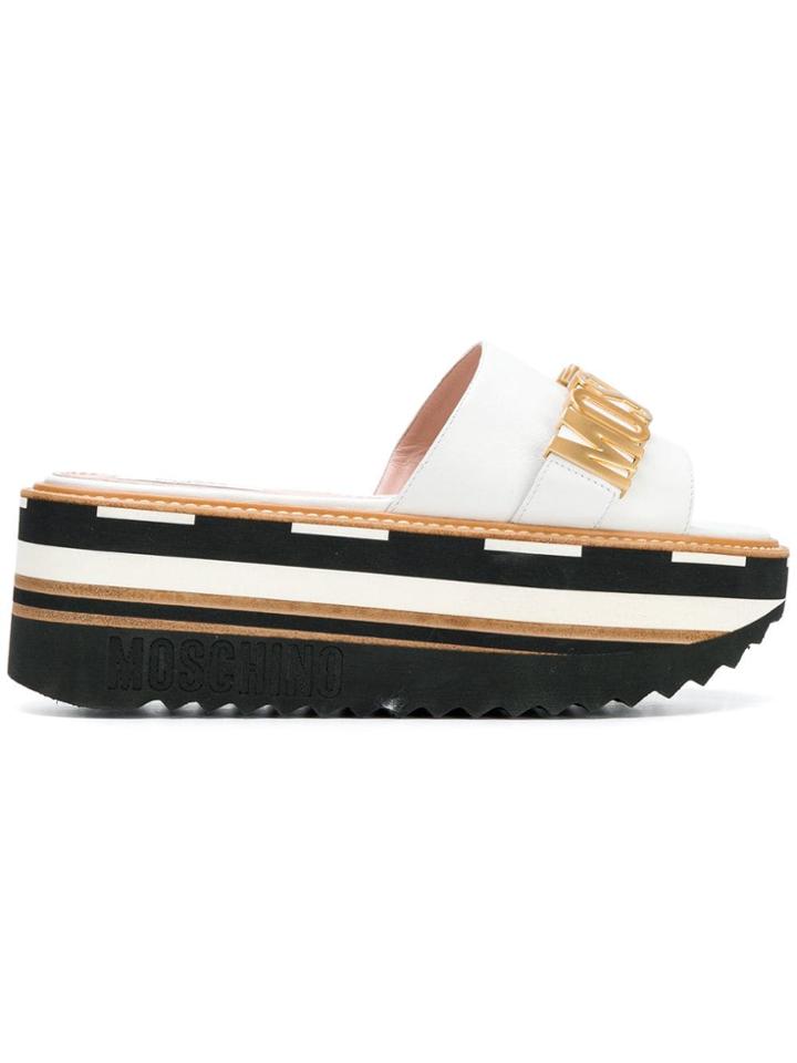 Moschino Platform Logo Sandals - White